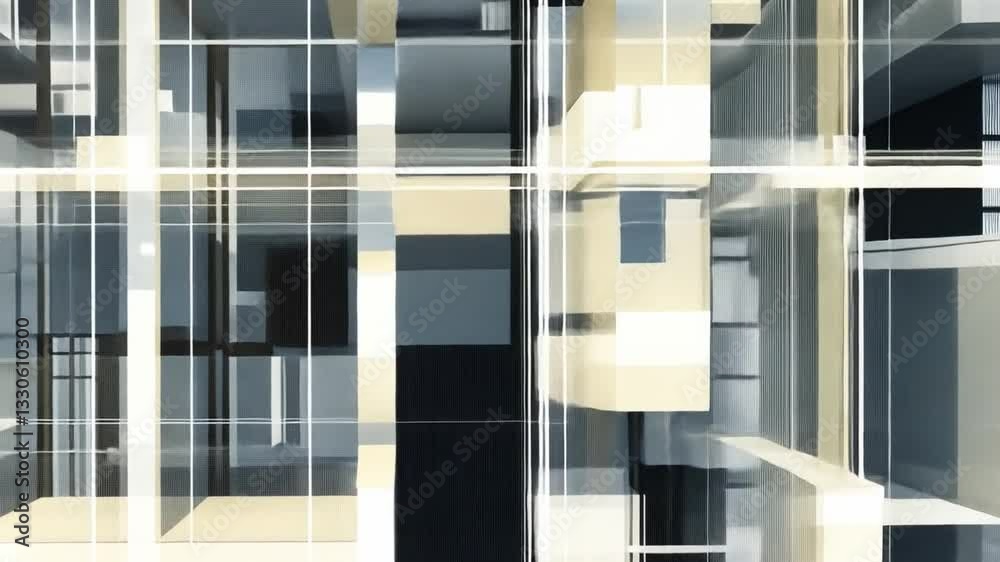 Poster abstract geometric vdo with complex arrangement of shapes and lines creating modern dynamic composit