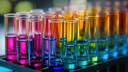 colorful test tube in rack idea for science theme background wallpape