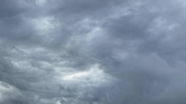 Swirling and moving low rain clouds. Tenfold acceleration. Majorca Island. Spain.