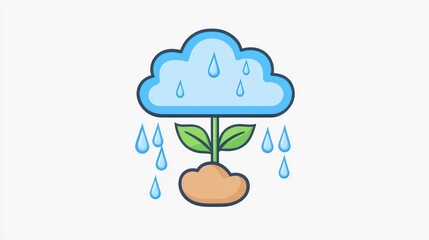 Rain Cloud Nurturing a Growing Plant A Symbol of Growth and Sustainability