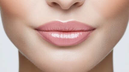 Fototapeta premium Close up of perfect natural lips showing beauty and cosmetics