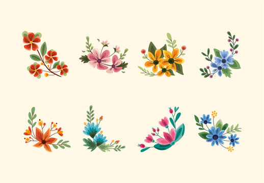 Colorful Corner Frame Floral Decoration Set