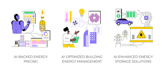 AI in energy generation abstract concept vector illustrations.