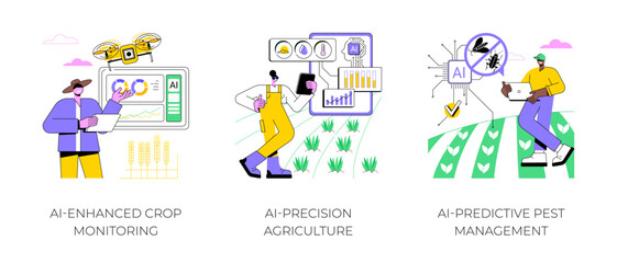 AI in Agriculture abstract concept vector illustrations.