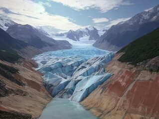 Majestic Glacier Valley Landscape with Snow-Capped Mountains