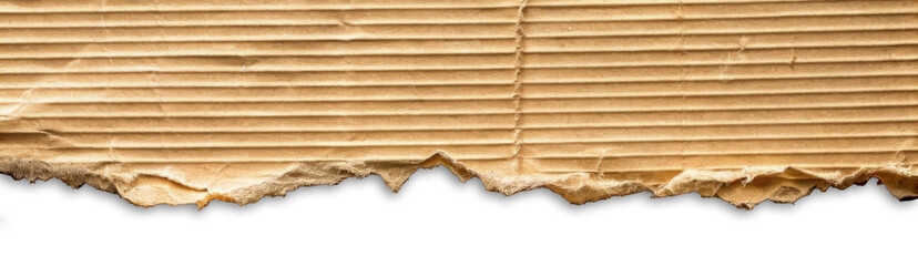 Torn Brown Cardboard Paper Edge Isolated on White