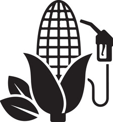 biofuel icon. refueling gun and corn. eco friendly industry, environment and alternative energy symbol. isolated vector image