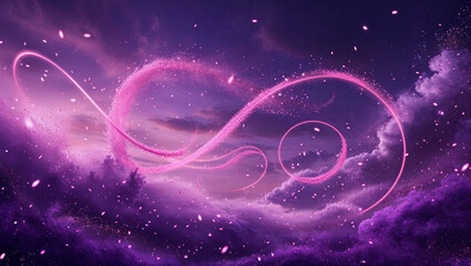 Fototapeta premium A majestic, deep purple backdrop, reminiscent of a twilight sky, with luminous pink dust Background