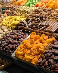 Dried fruits on a market stall in Istanbul