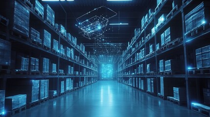 Obraz premium Futuristic AI Logistics Management System with Advanced Technology
