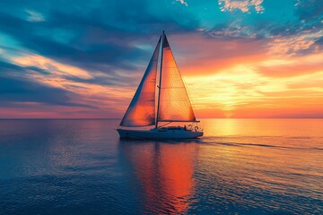 Sailboat on a Calm Ocean Horizon