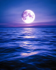 Majestic moonlit sea at dusk