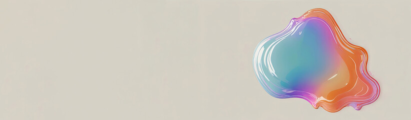 A spot of multicolored paint on a beige background