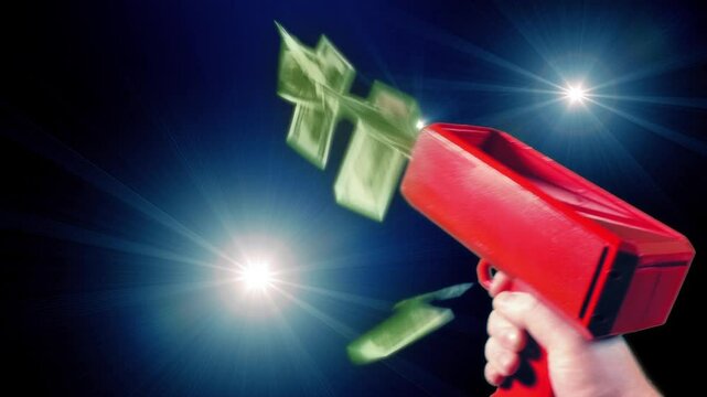 Cash Gun Fires With Lights Flashing, Party, Event
