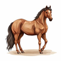 Obraz premium A stunning brown horse stands proudly, showcasing its grace and strength against a clean white backdrop.