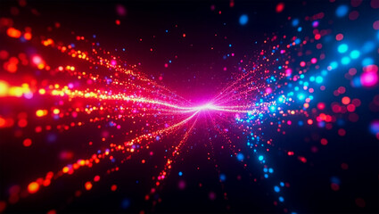 Naklejka premium Vibrant Neon Light Speed Burst with Futuristic Abstract Energy Streaks in a Dynamic and Cosmic Galaxy Theme