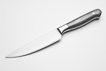 Obraz premium Stainless Steel Kitchen Knife on a White Surface