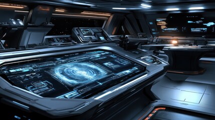 Fototapeta premium Futuristic spaceship bridge control panel