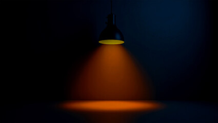 Obraz premium Lamp casting warm light - an attractive minimalist interior design with shadows and warmth