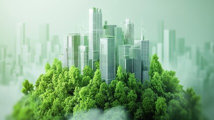 Sustainable city on an island of trees