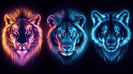 Neon Wild Animal Portraits