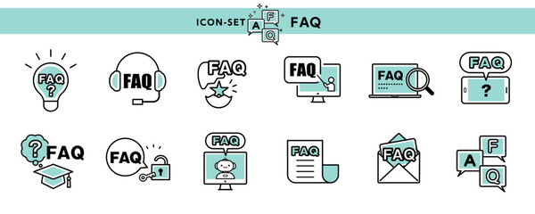 FAQ（よくある質問）のアイコン・イラスト・ピクト素材セット