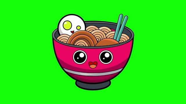 Animation forms a typical Japanese food ramen noodle icon