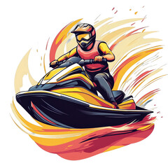 Jetskiing Action Graphic isolated on white or transparent png