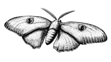 Hand-drawn vintage butterfly illustration in detailed engraved style for various design and product applications