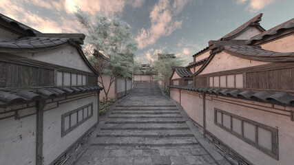 中国式建築物　3DCGレンダリング