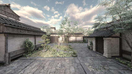 中国式建築物　3DCGレンダリング