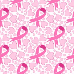 Breast cancer month seamless pink ribbon day mammogram pattern for medical accessories and medicine textiles