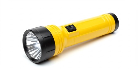 Bright Yellow Flashlight Studio Shot. AI Generated