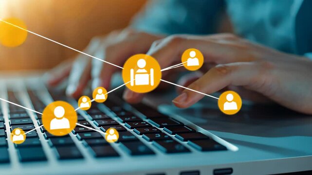 Description  Visualize the customer path as a businessman enhances experience with a laptop, optimizing customer satisfaction metrics.