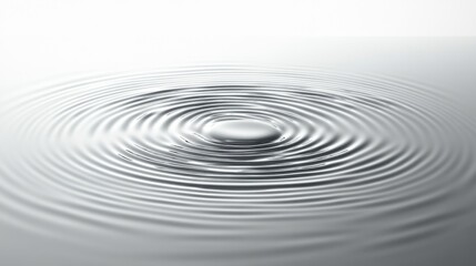 Silver Water Ripples Expanding From Central Point