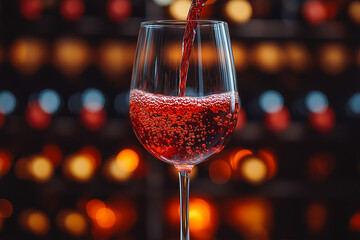 Wine pouring in glass