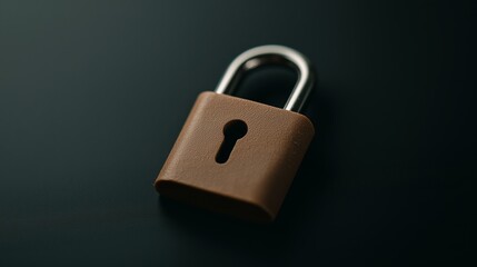 Fototapeta premium Brown Padlock on Dark Surface