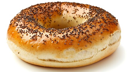 single fresh baked bagel isolated on white