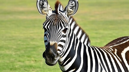 Fototapeta premium Stripes in the Grass: A Close-Up of a Majestic Zebra