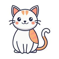 Fototapeta premium Cute doodle of a playful cat sitting, whimsical illustration