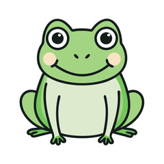 Naklejka premium Cute frog illustration smiling happily on white background, playful design