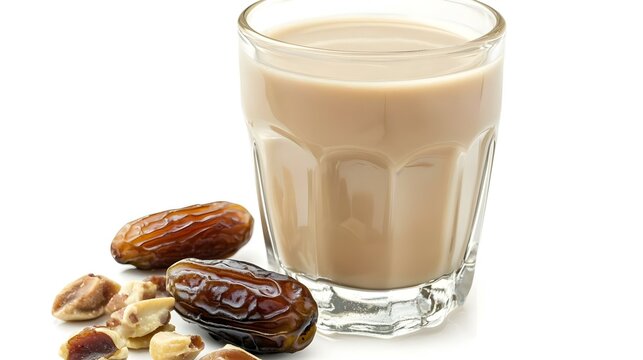 Glass of date milk susu kurma on white