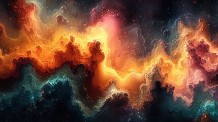 Fototapeta premium Cosmic Nebula: A Fiery Dance of Celestial Colors