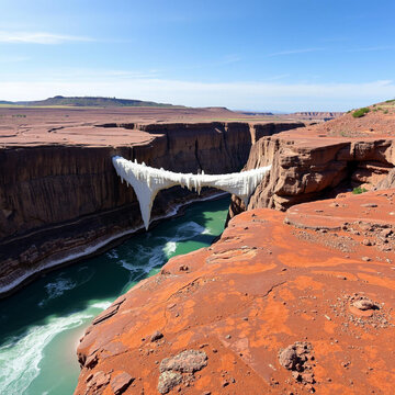 Frozen Inheritance: A Snowy Cliffside Paradox in the Desert Landscape
