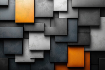 Abstract geometric shapes interlocking and overlapping in various shades of gray and black, offering a sleek, modern look.