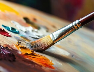 Obraz premium Artist's palette with paint and brush