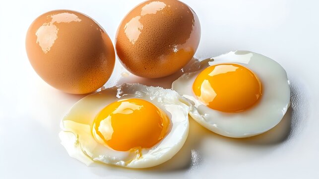 Set with fresh eggs on white background