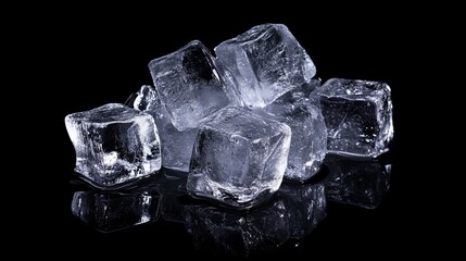 Obraz premium Mesmerizing Floating Ice Cubes in a Crisp Cool Environment for Creative Concepts