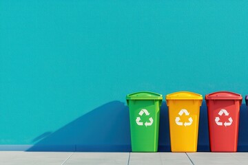 Playful recycling center with colorful bins and animated arrows urban environment illustration fun concept for eco-friendly awareness