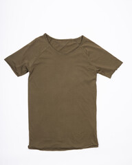Men's green basic T-shirt. isolated on a white background
